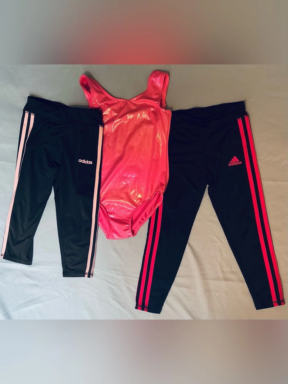 adidas Girls' Pink Athletic Leotard & Leggings bundle